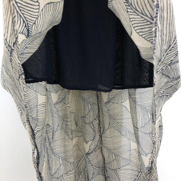 Romy Navy blue + ivory Hi Low Leaf print Midi skirt  size small - Picture 11 of 14